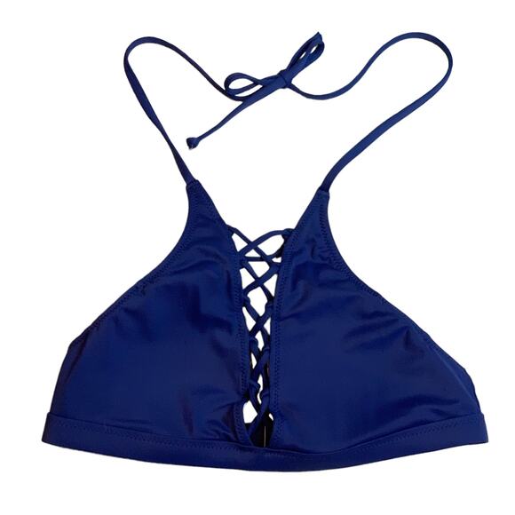 Victoria's Secret PINK Blue Halter Braided Tie Bikini Top XS Extra Small - Picture 1 of 10